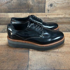 Vince Womens Black Almond Toe Leather Platform Lace Up Oxford Shoes Size US 5 M